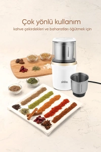 2982 Kahve & Baharat Öğütücü Beyaz/Gold – 200W Güç, Paslanmaz Çelik Bıçak, 100g Kapasite